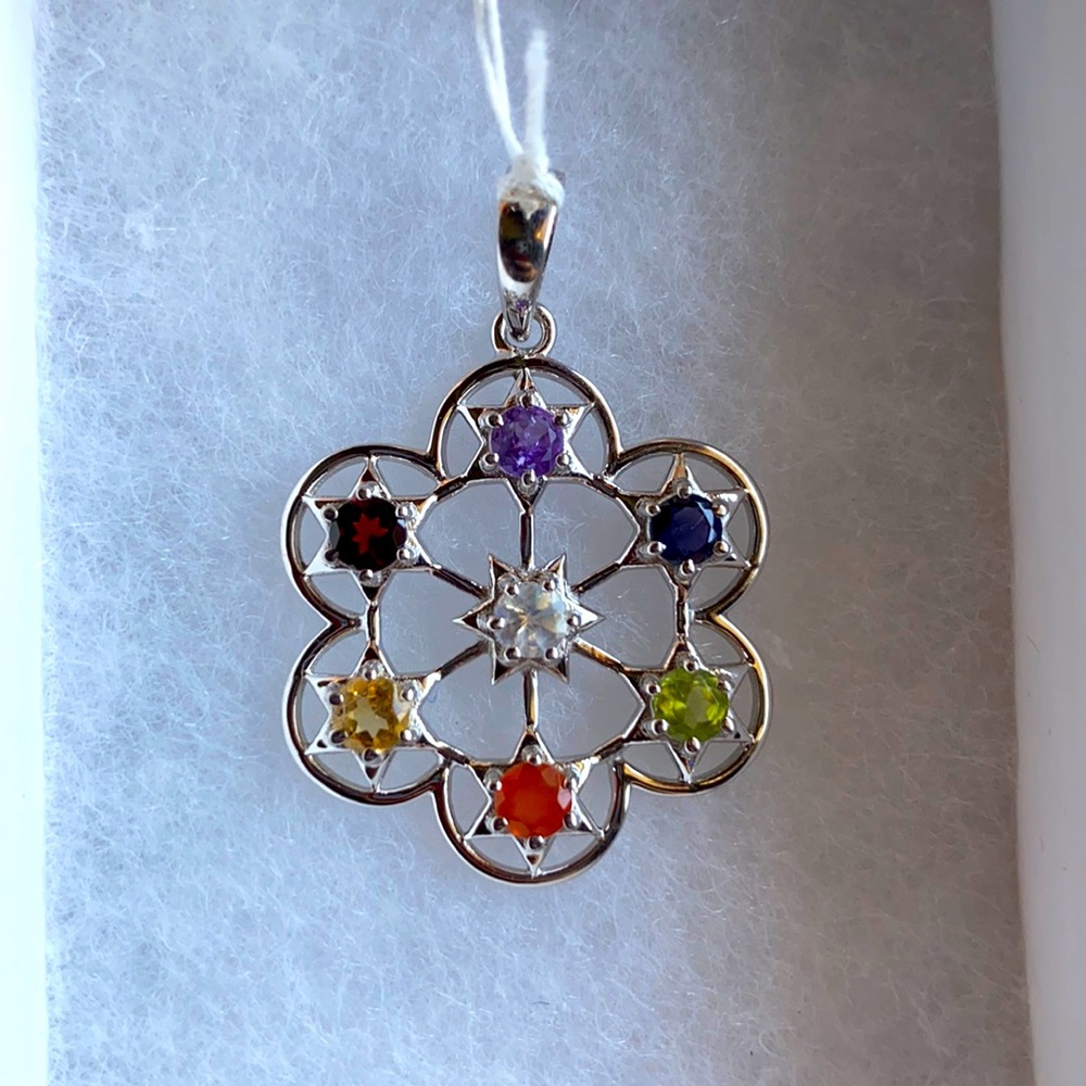 Genuine Multi-Gemstone Pendant .925 Sterling
